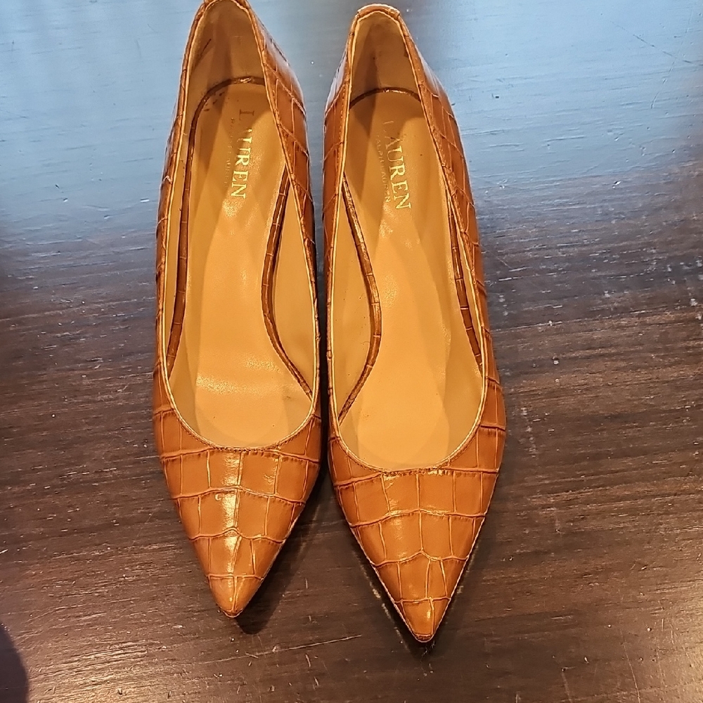 Ralph Lauren  Croc-Embossed Heels 9